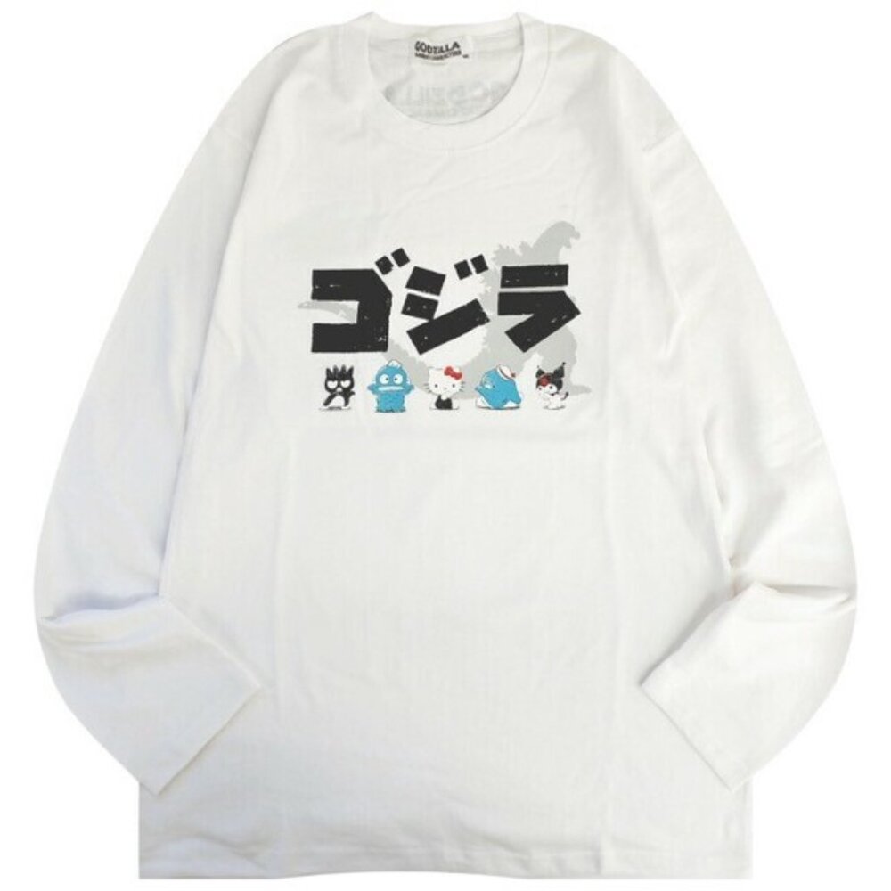 NEW Sanrio x Godzilla Character White Long Sleeve Tee